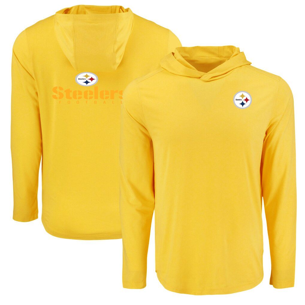 Men 2026 NFL Pittsburgh Steelers Hooded long sleeved T-shirt yellow 05